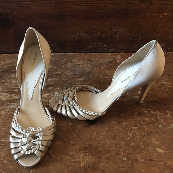 Emporio Armani Champagne Satin Heel Sz 7 - Picture 2 of 6
